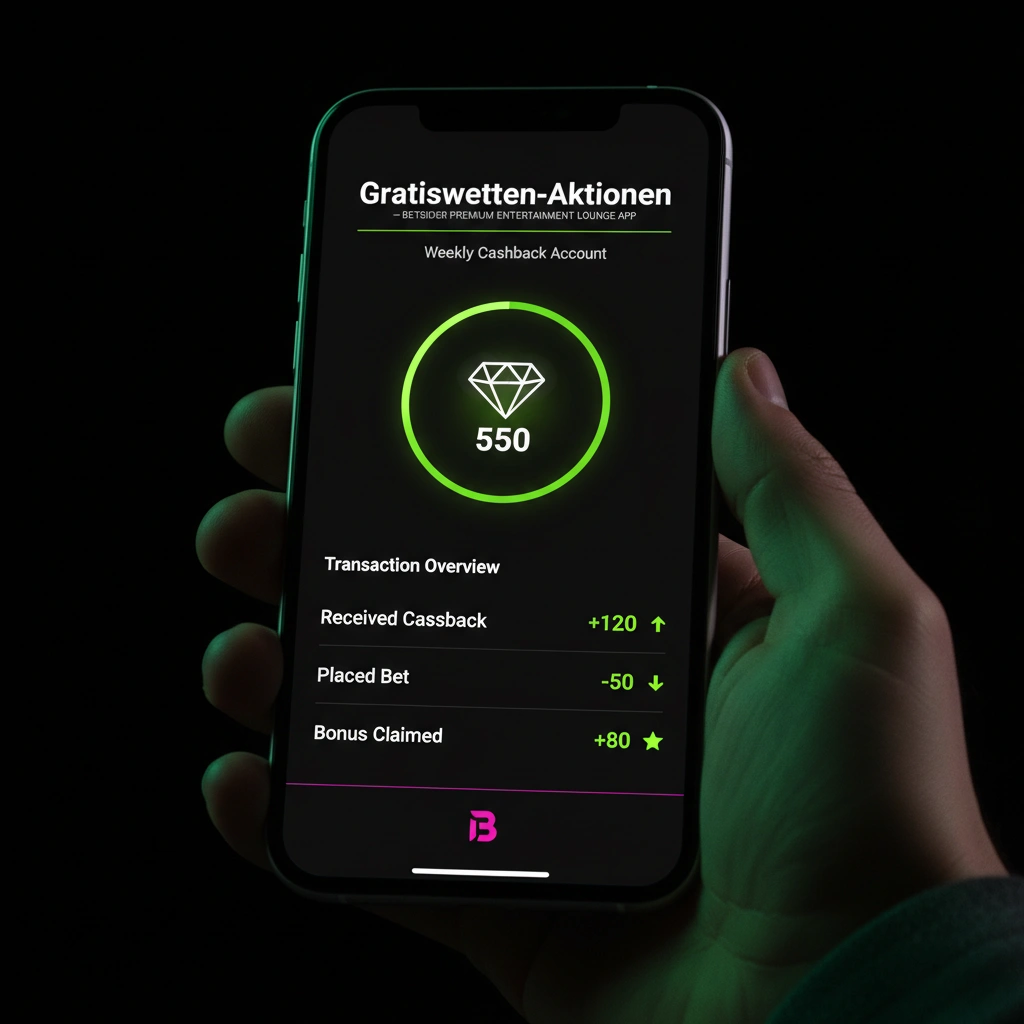 Anzeige aktiver Gratiswetten und Sportangebote auf einem mobilen Display