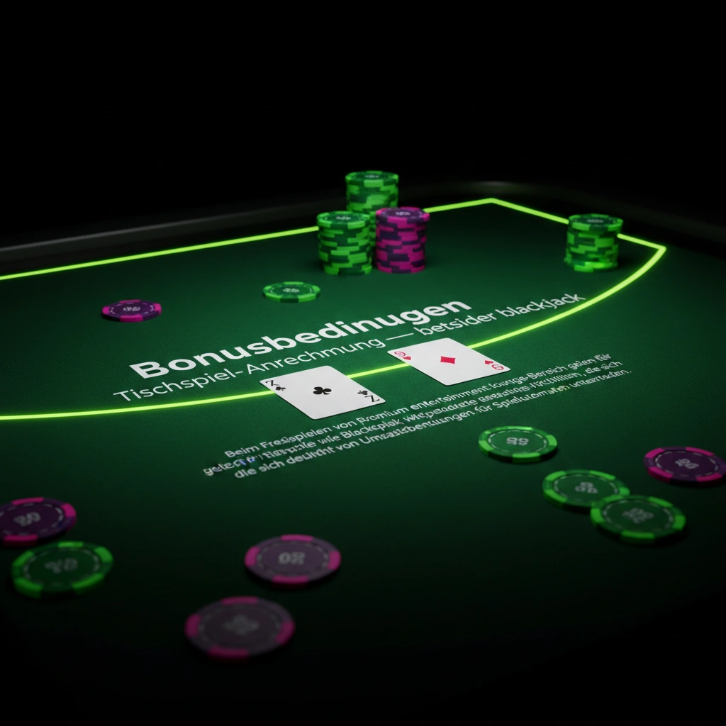Kartentisch mit Blackjack-Layout, Spielchips und digitalen Spielkarten.