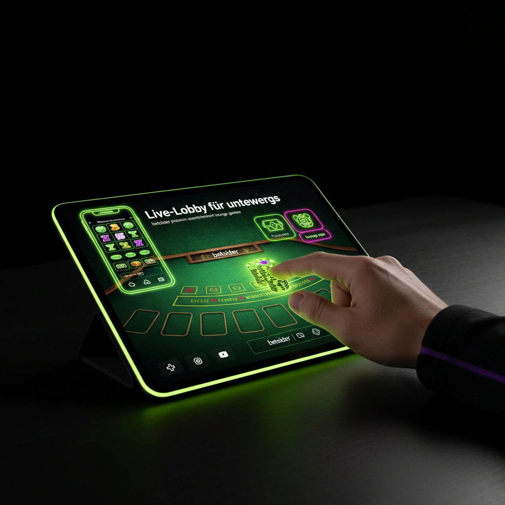 Übersicht der Live-Dealer-Tische auf einem mobilen Display