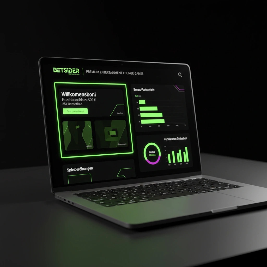 Übersicht der Bonusangebote und Spielekategorien auf einem Laptop