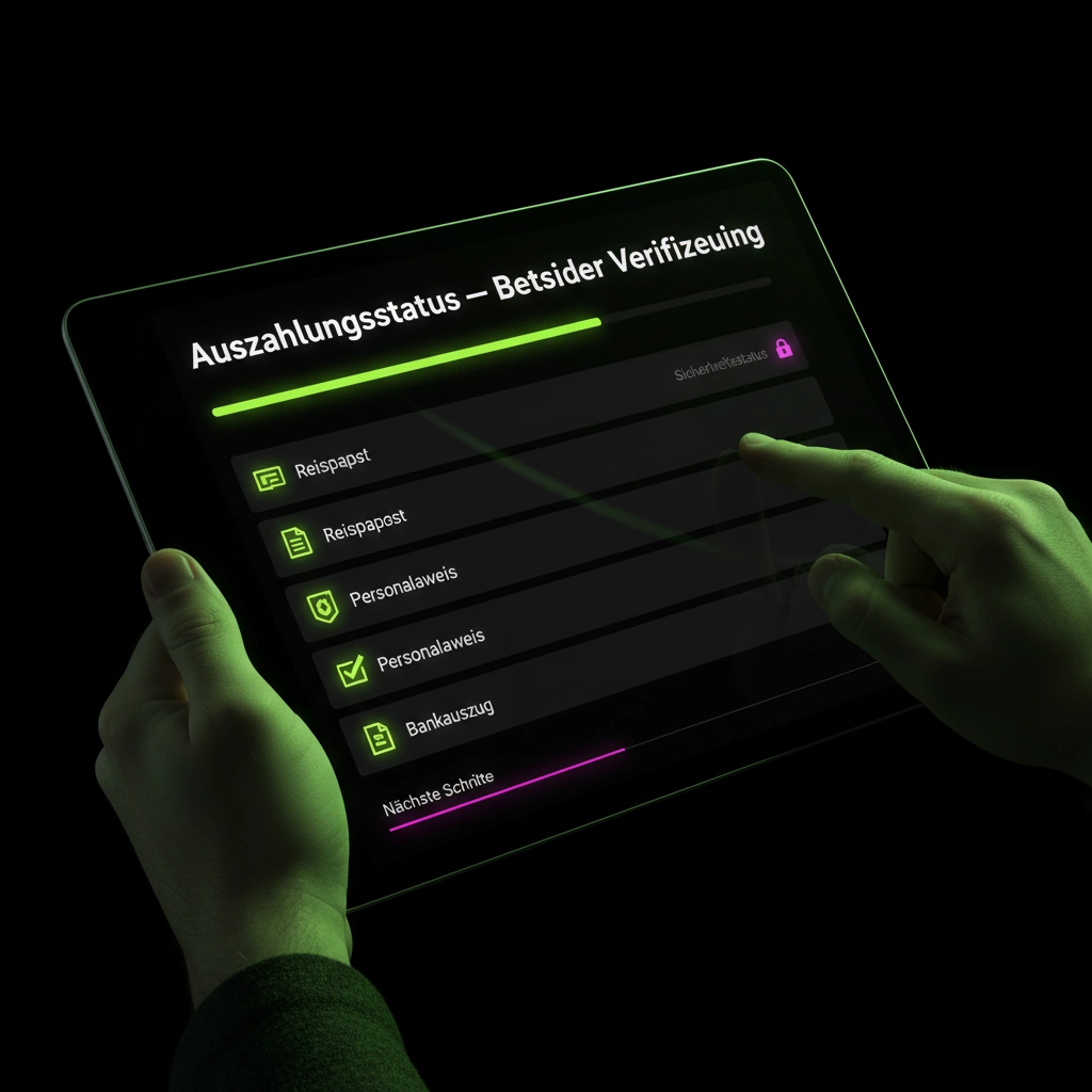 Transaktionsverlauf und Auszahlungsbestätigung im Betsider Kassenbereich