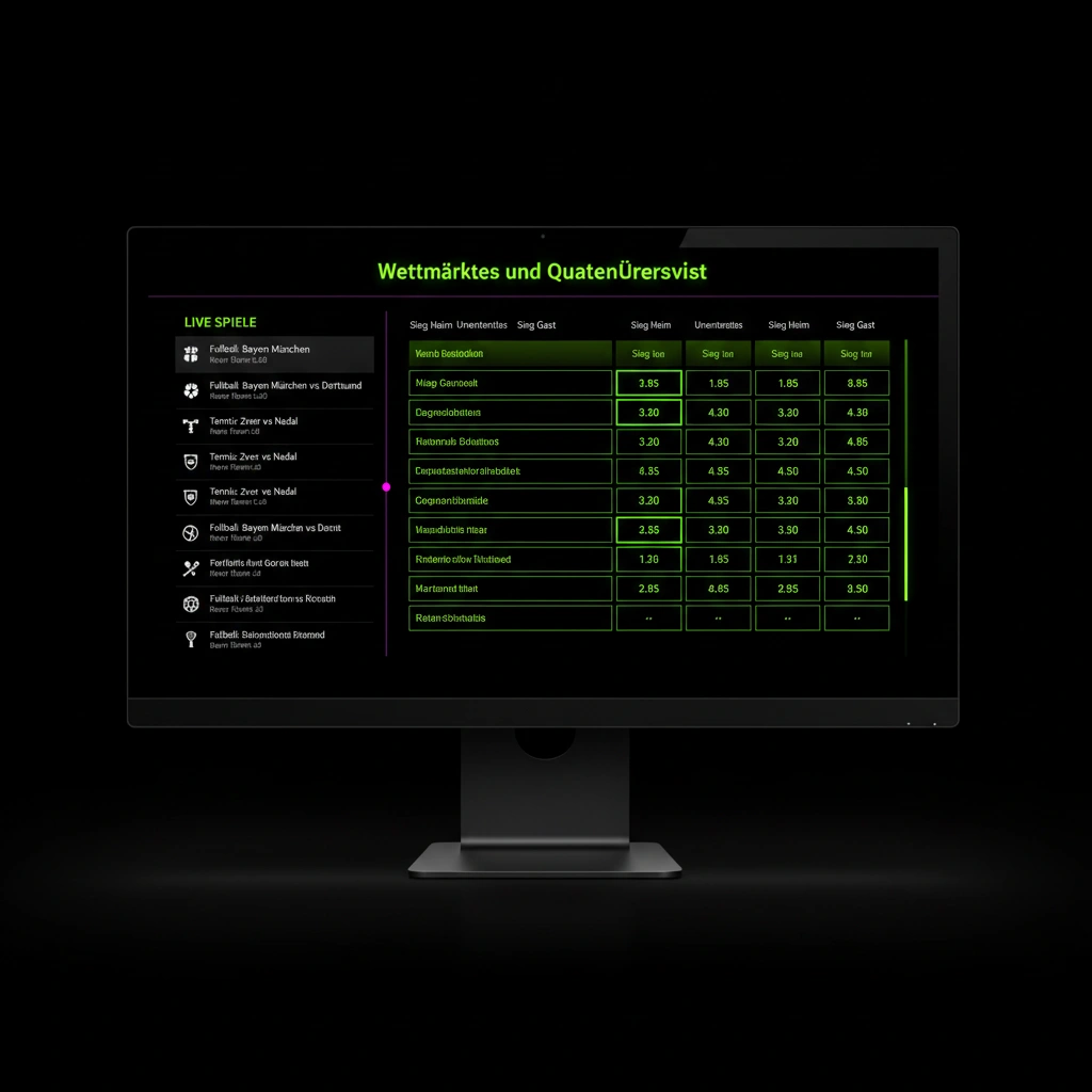 Übersicht der Sportwetten-Märkte und aktuellen Quoten auf der Plattform